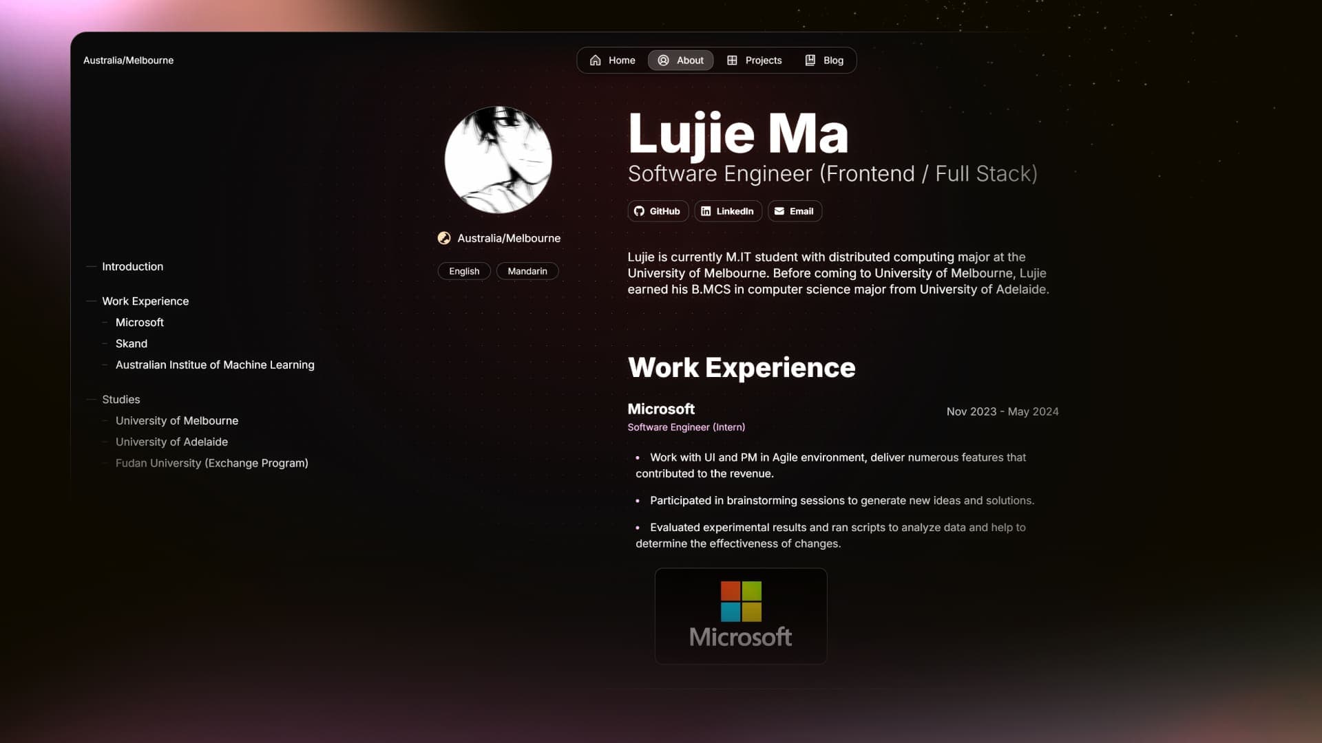 Portfolio of Lujie Ma